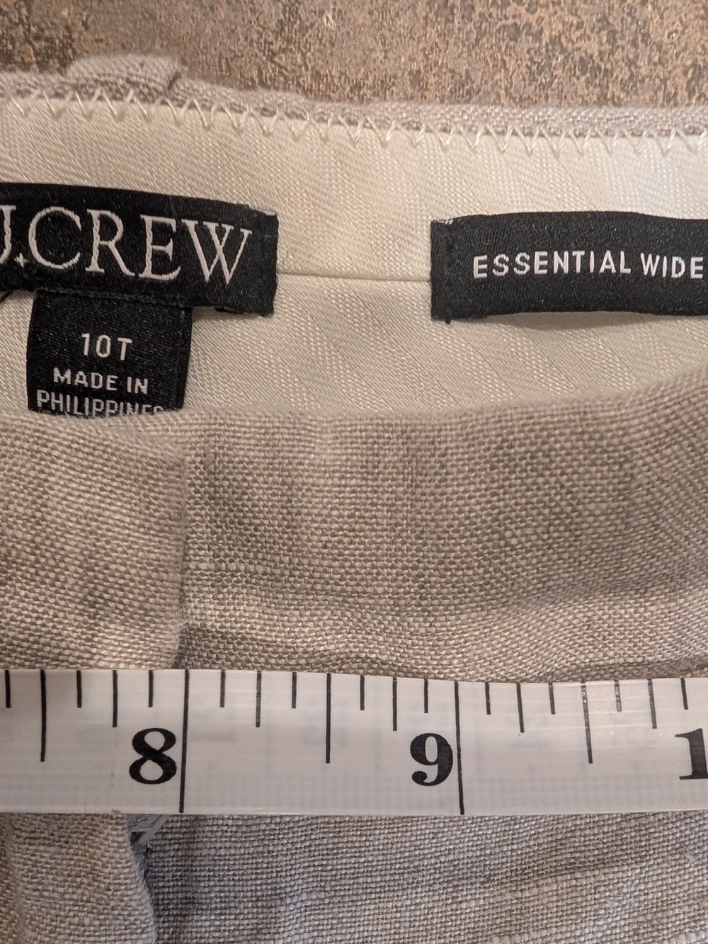 J. Crew Essential Wide Leg Linen Trouser Light Taupe 10 Tall Women's